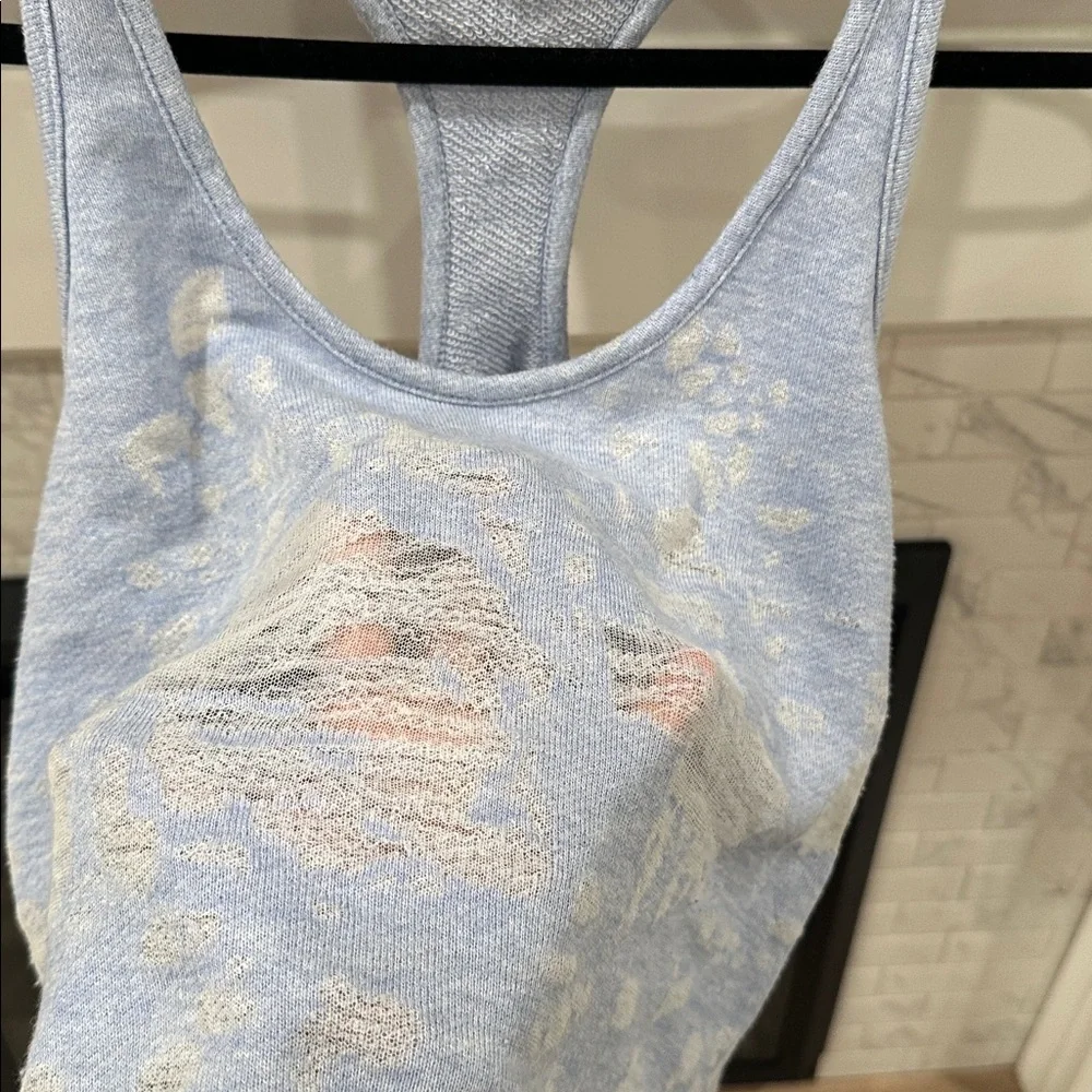 ALO Yoga Light Blue distressed racer back Tank Top 2 for $20 - Picture 4 of 7